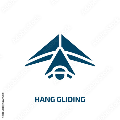 hang gliding vector icon. hang gliding, wing, glider filled icons from flat extreme sports concept. Isolated black glyph icon, vector illustration symbol element for web design and mobile apps