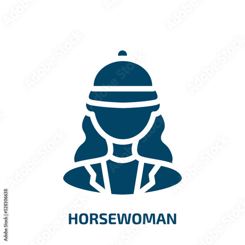 horsewoman vector icon. horsewoman, animal, woman filled icons from flat sport avatars concept. Isolated black glyph icon, vector illustration symbol element for web design and mobile apps