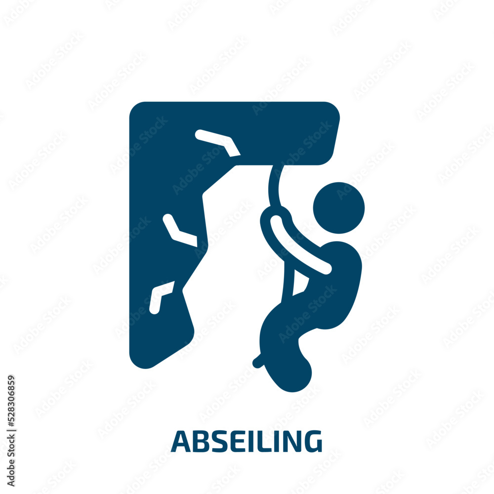 abseiling vector icon. abseiling, travel, summer filled icons from flat x treme concept. Isolated black glyph icon, vector illustration symbol element for web design and mobile apps abseiling vector icon. abseiling, travel, summer filled icons from flat x treme concept. Isolated black glyph icon, vector illustration symbol element for web design and mobile apps