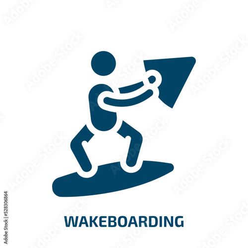 wakeboarding vector icon. wakeboarding, surfing, wakeboard filled icons from flat x treme concept. Isolated black glyph icon, vector illustration symbol element for web design and mobile apps