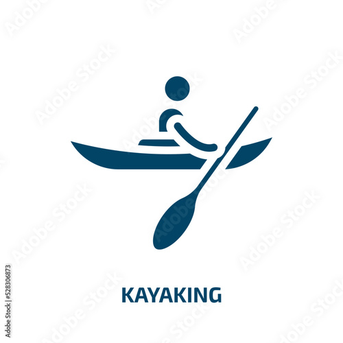 kayaking vector icon. kayaking, sport, kayak filled icons from flat x treme concept. Isolated black glyph icon, vector illustration symbol element for web design and mobile apps