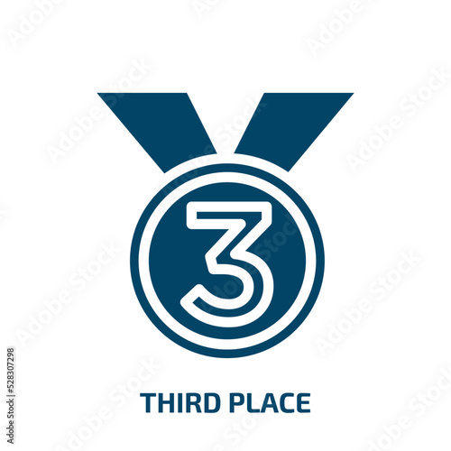 third place vector icon. third place, second, best filled icons from flat sports concept. Isolated black glyph icon, vector illustration symbol element for web design and mobile apps