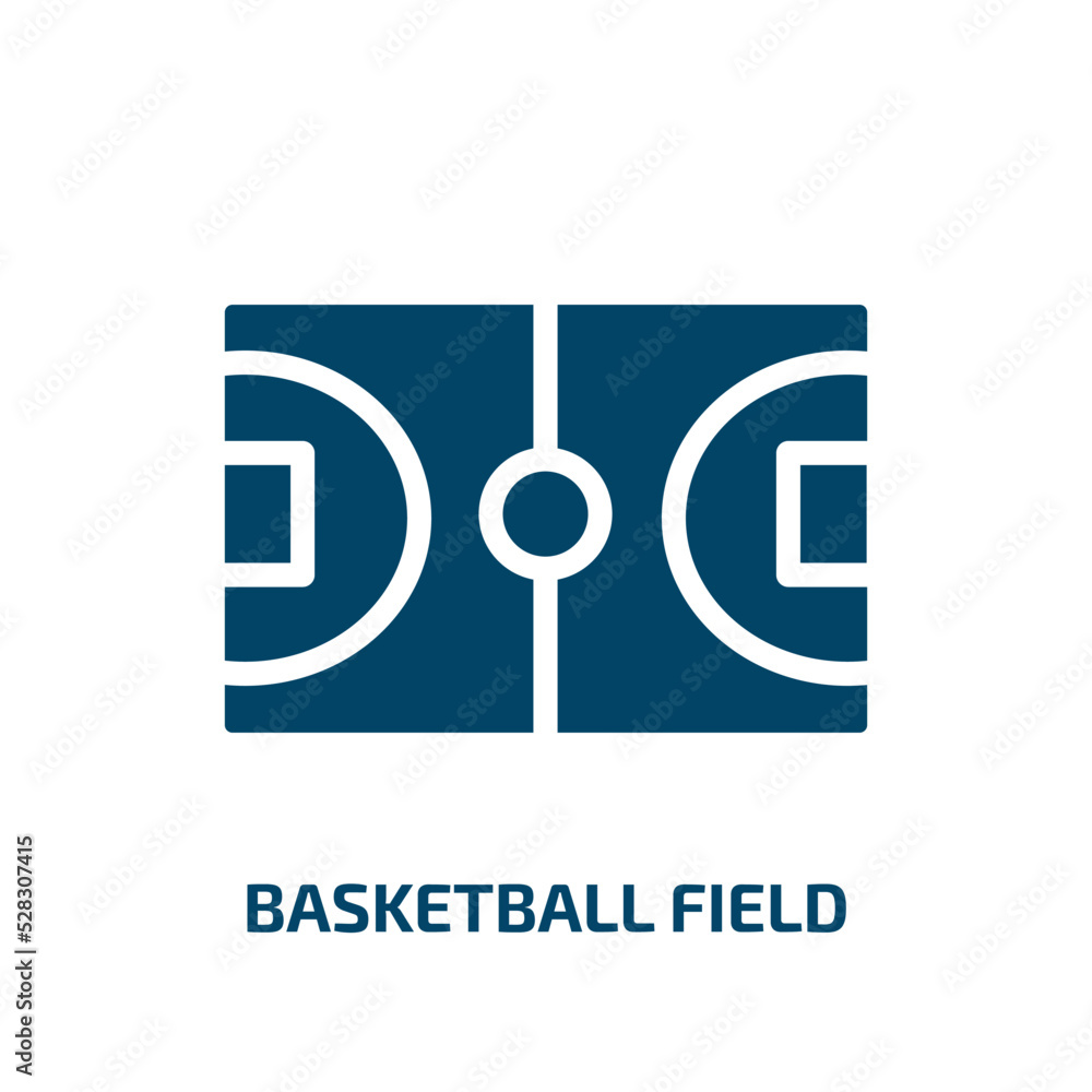 basketball field vector icon. basketball field, ball, field filled icons from flat basketball concept. Isolated black glyph icon, vector illustration symbol element for web design and mobile apps