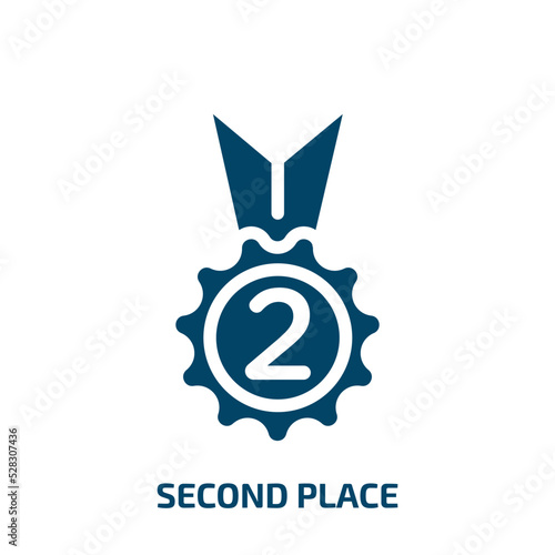 second place vector icon. second place, competition, second filled icons from flat sports concept. Isolated black glyph icon, vector illustration symbol element for web design and mobile apps