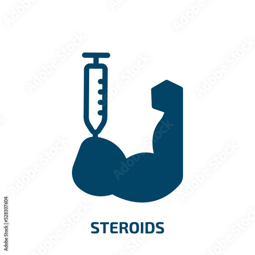 steroids vector icon. steroids, strong, strength filled icons from flat sports concept. Isolated black glyph icon, vector illustration symbol element for web design and mobile apps