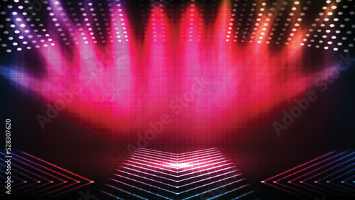 abstract futuristic background of empty stage arena stadium spotlgiht stage background