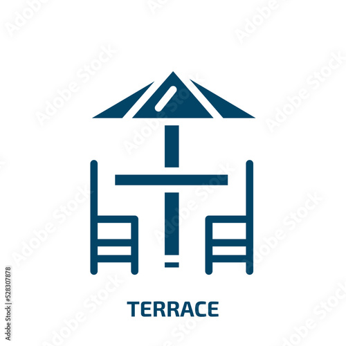 terrace vector icon. terrace, city, table filled icons from flat summer concept. Isolated black glyph icon, vector illustration symbol element for web design and mobile apps
