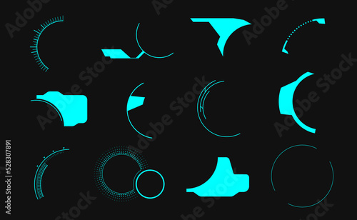 HUD vector interface elements. Sci-fi futuristic hud dashboard display technology screen in concept Cyberpunk. User Interface Statistics, data infographic.