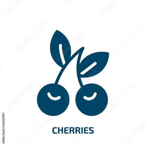 cherries vector icon. cherries, cherry, fruit filled icons from flat summer concept. Isolated black glyph icon, vector illustration symbol element for web design and mobile apps