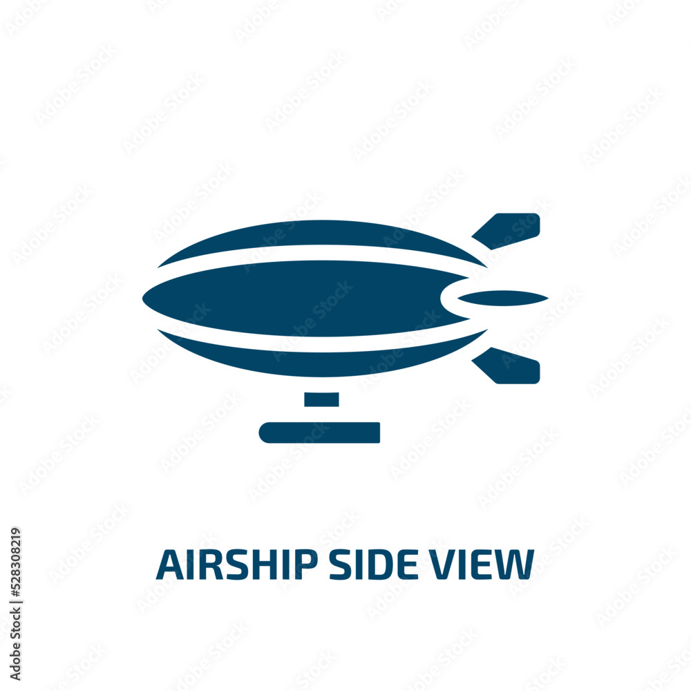 airship side view vector icon. airship side view, airship, transport filled icons from flat transporters concept. Isolated black glyph icon, vector illustration symbol element for web design and airship side view vector icon. airship side view, airship, transport filled icons from flat transporters concept. Isolated black glyph icon, vector illustration symbol element for web design and