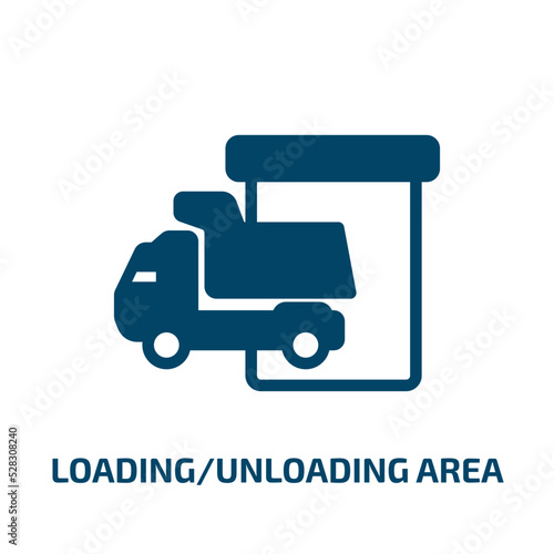 loading/unloading area vector icon. loading/unloading area, unloading, area filled icons from flat transporters concept. Isolated black glyph icon, vector illustration symbol element for web design
