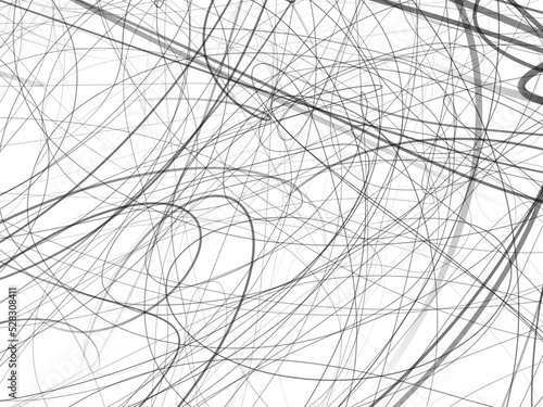 Hand drawn curved lines chaos scrawls. Random chaotic pattern. Abstract artwork.