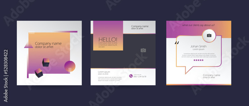 Instagram social media customer recommendation, quote, support review post template. colorful gradient vector background