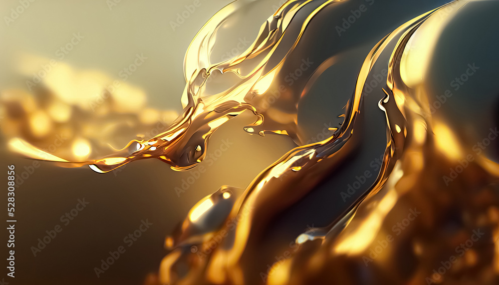 Liquid gold metallic dynamic glossy fluid abstract luxurious