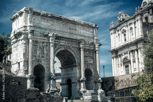 Roman Forum in Rome, Italy. View of Arch of Septimius Severus photo