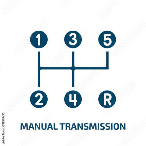 manual transmission vector icon. manual transmission, knob, manual filled icons from flat driving school concept. Isolated black glyph icon, vector illustration symbol element for web design and