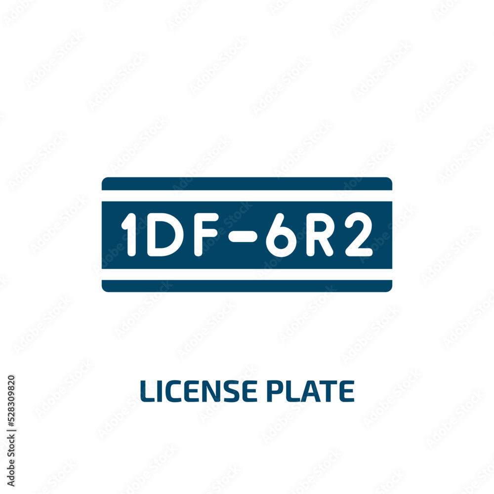 license plate vector icon. license plate, plate, license filled icons from flat motor show concept. Isolated black glyph icon, vector illustration symbol element for web design and mobile apps