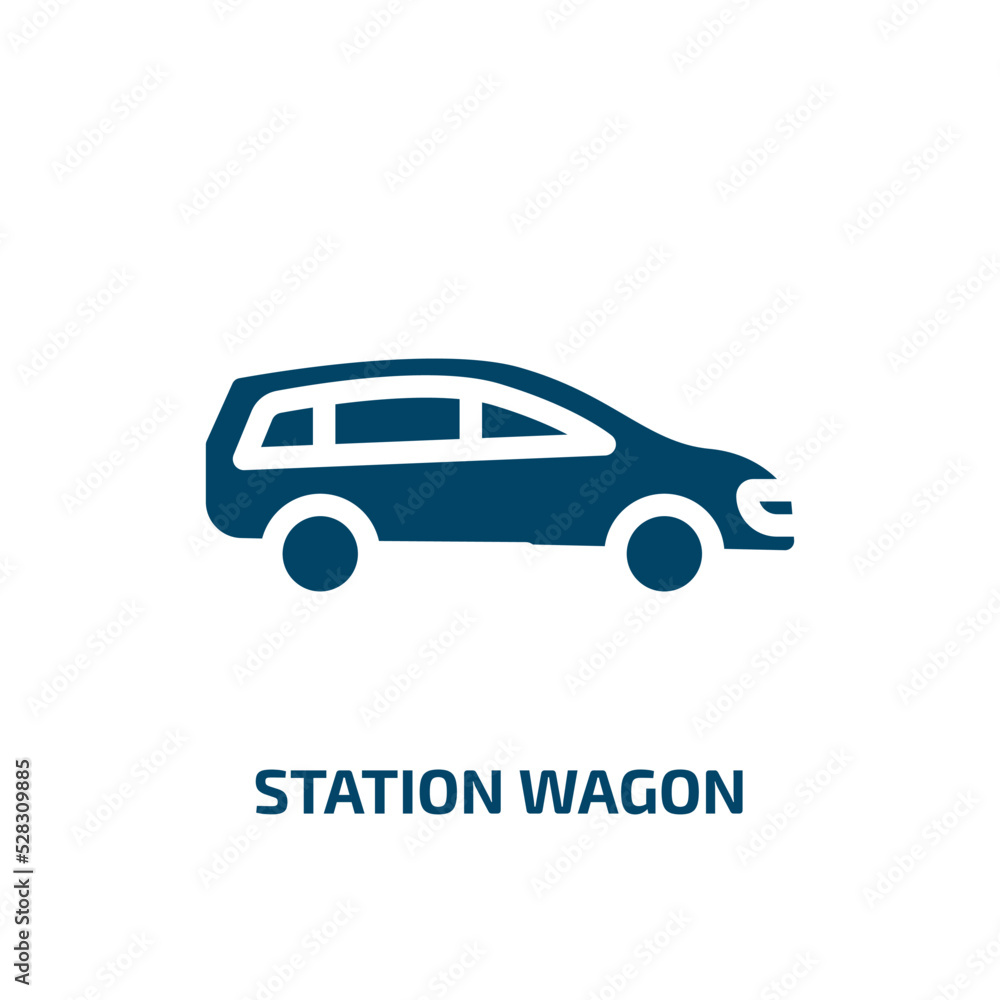 station wagon vector icon. station wagon, locomotive, railway filled icons from flat transportation concept. Isolated black glyph icon, vector illustration symbol element for web design and mobile