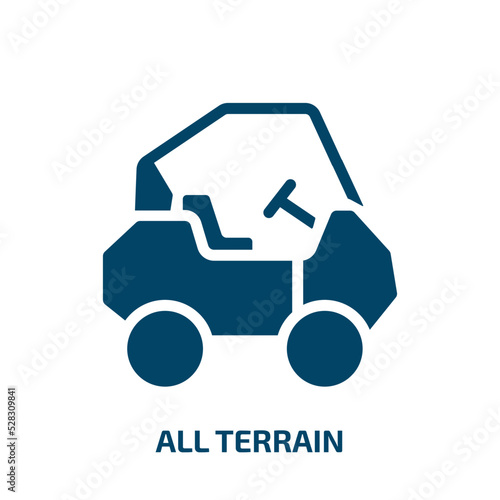 all terrain vector icon. all terrain, terrain, extreme filled icons from flat transportation concept. Isolated black glyph icon, vector illustration symbol element for web design and mobile apps