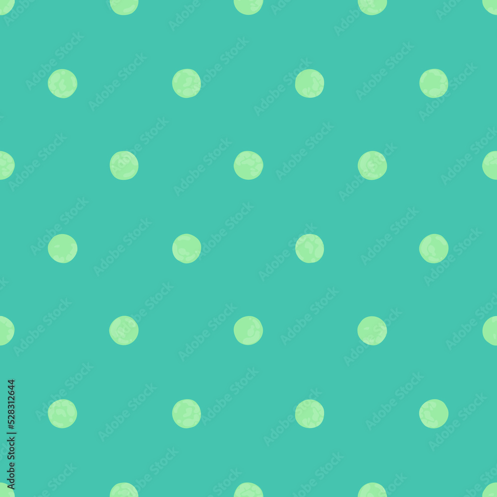 Green Polka Dot Seamless Pattern, Colorful Festive Background, Wrapping Paper and Texture, Vector EPS Design.
