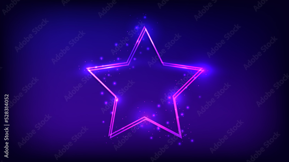 Neon double frame with shining effects Neon double frame with shining effects