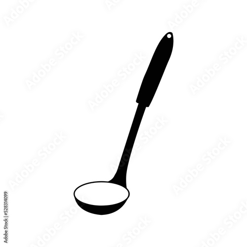 Kitchen utensils soup ladle icon | Black Vector illustration |