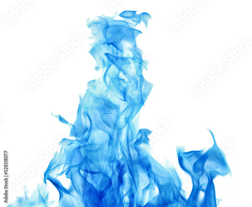 fire blue bright high sparks on white