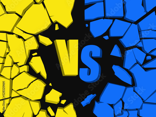 vs, versus background. Broken wall with space for text. Vector design