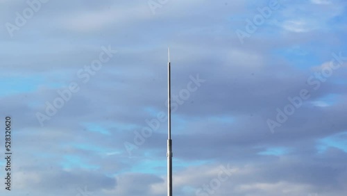 Time-lapse. cellular tower. sky with moving clouds. footage beautiful sky.
