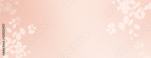 Minimalist Autumn Banner background with silhouettes and shadows of Trees branches and Leaves.