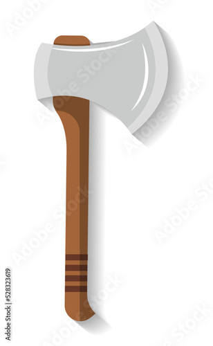 Tourist ax icon vector illustration isolated on white background. Campsite equipment in flat design. Hiking traveling, nature vacation concept.