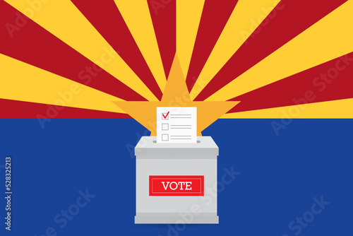 State flag and ballot box. Presidential elections in Arizona