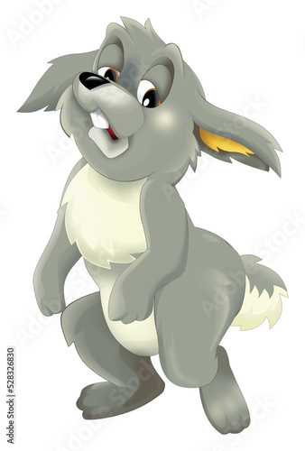 cartoon scene with happy rabbit illustration for children