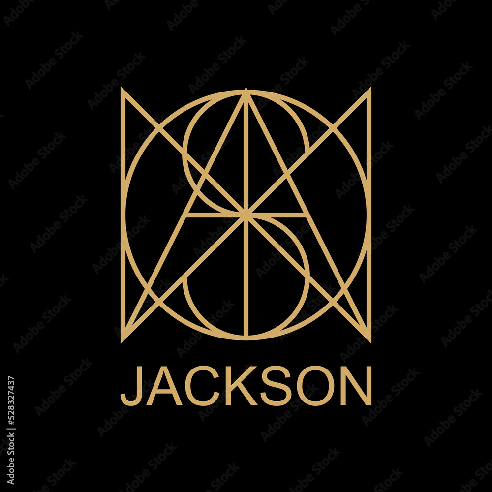 Fototapeta premium Logo name of JACKSON for personal branding identity. Typography design. Lineart and monogram. Letter J, A, C, K, S, O, and N combination.