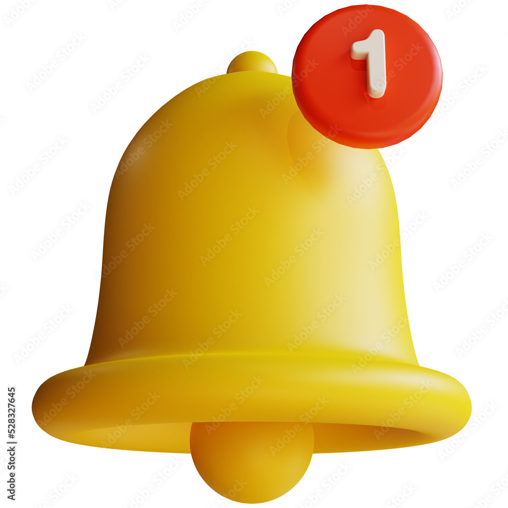 3D Icon Ecommerce Notification Golden Bells for Website Landing Page Banner Marketing Source isolated on white