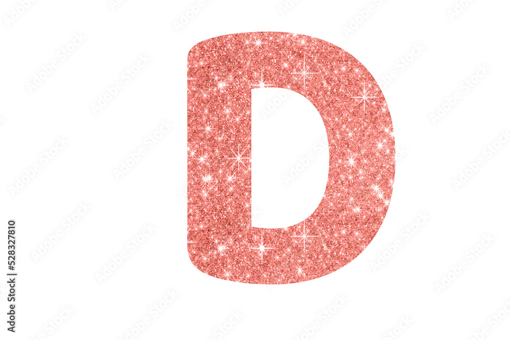 Coral Pink Glitter Alphabet D PNG Transparent Background Stock ...