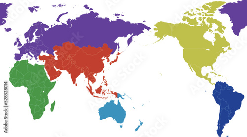 世界地図（地域カラー）
