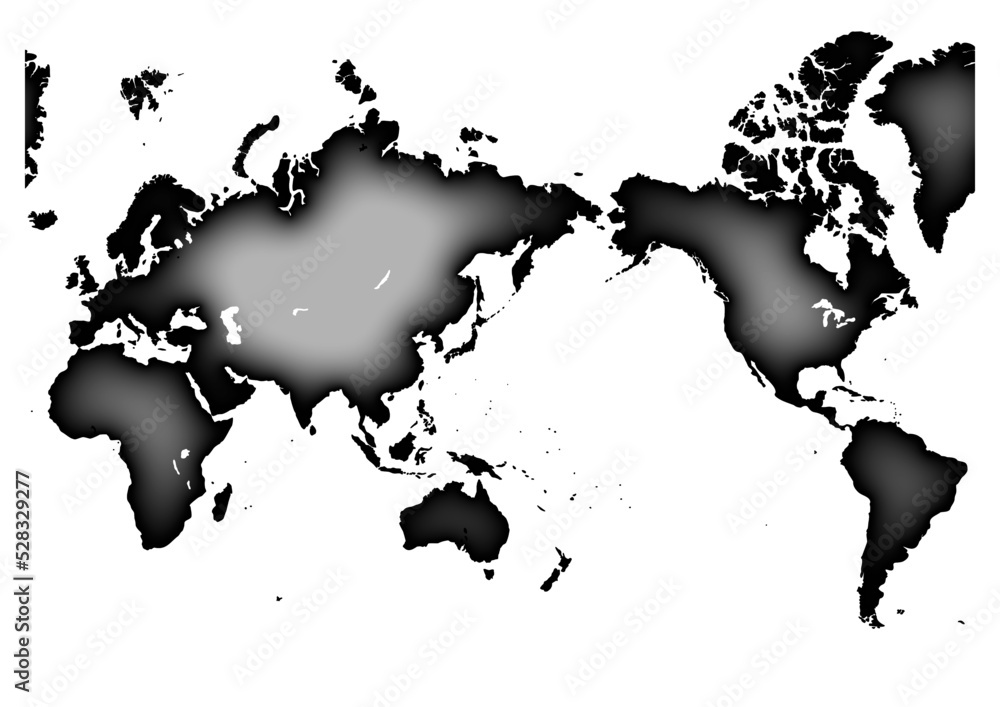 Fototapeta premium 世界地図(ふくらみ)黒