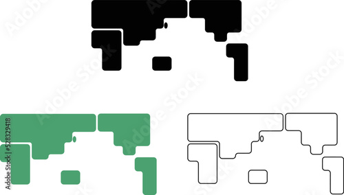 世界地図（角丸）３色セット