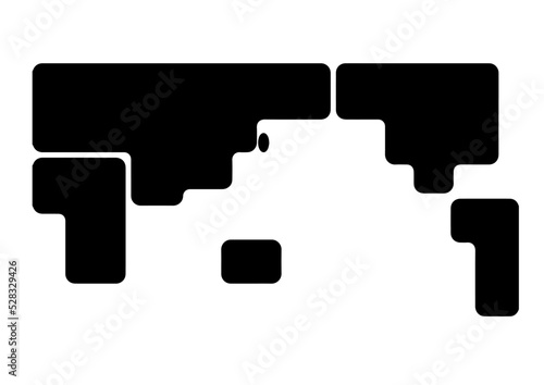 世界地図（角丸）黒
