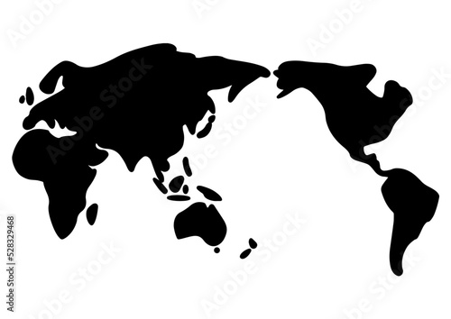 世界地図（簡易太線）ブラック