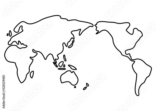 世界地図（簡易太線）ホワイト