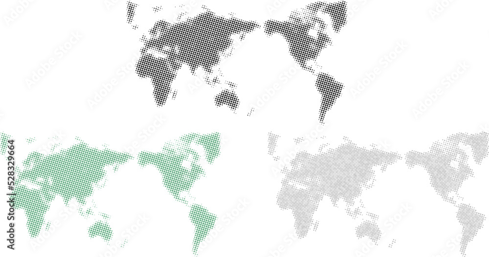 Obraz premium 世界地図（モザイク風）３色セット