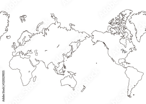 世界地図（線画）