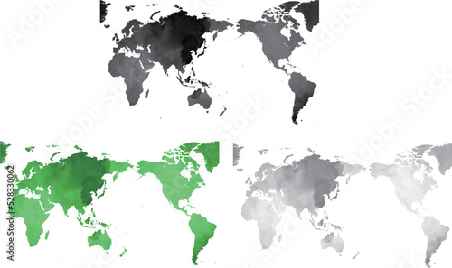 世界地図（水彩画風）３色セット