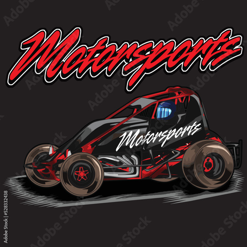 dirt racing car isolated on black background for poster, t-shirt print, business element, social media content, blog, sticker, vlog, and card. vector illustration.