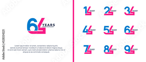 set of anniversary logotype colorful color on white background for celebration moment