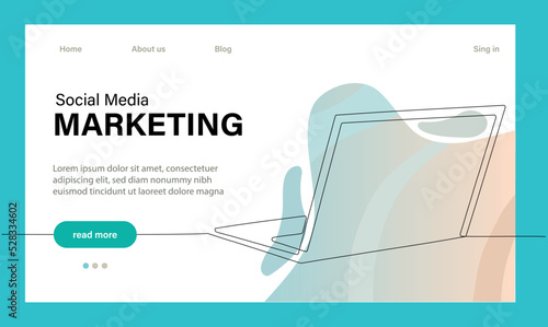 Landing page template of Social media marketing. Modern outline design concept of web page design for website and mobile website. Easy to edit and customize. Vector illustration