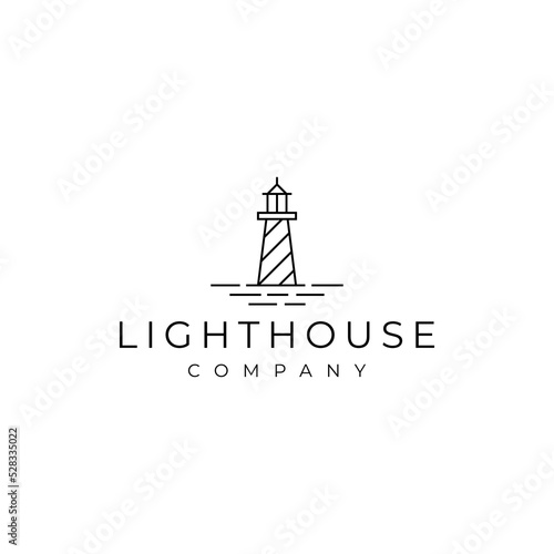 lighthouse tower line art logo design