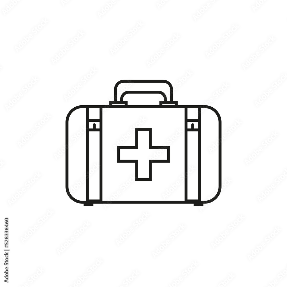 icon with suitcase first aid kit. Cross symbol. Health care. Vector illustration. Stock image. icon with suitcase first aid kit. Cross symbol. Health care. Vector illustration. Stock image.